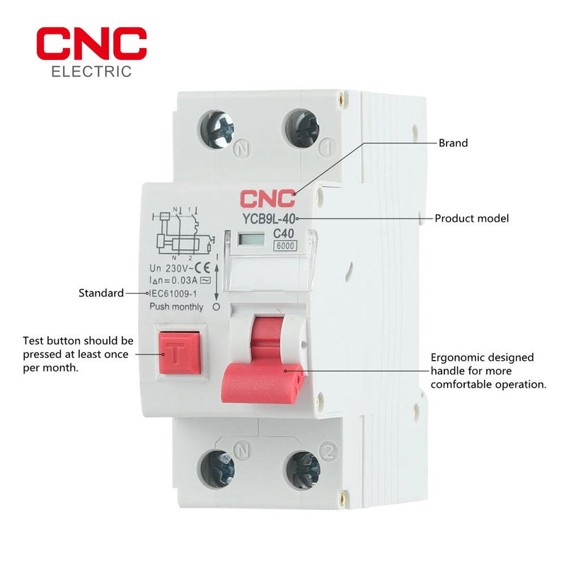 CNC YCB9L-40 230V 30mA Phase-neutral RCBO