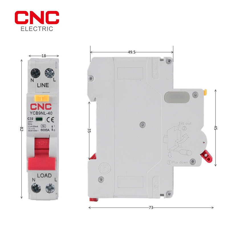 CNC YCB9NL-40 230V 30mA 1P+N RCBO