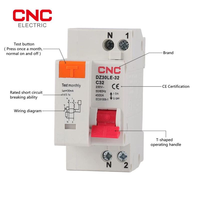 CNC DZ30LE-32 1P+N Residual Current Circuit Breaker