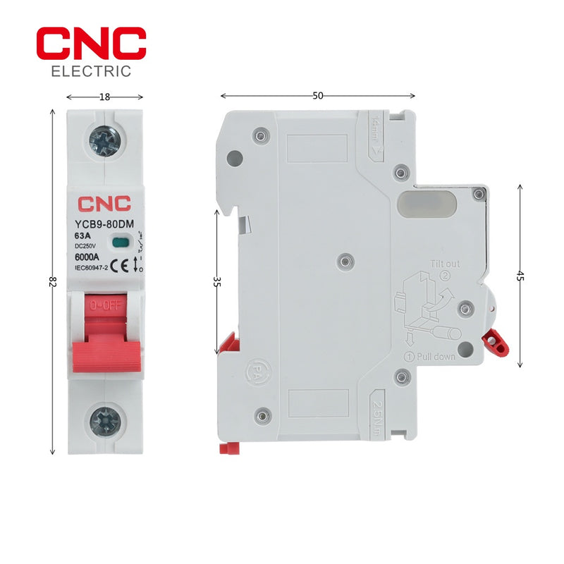 CNC YCB9-80DM 6kA DC 500V Mini Circuit Breaker